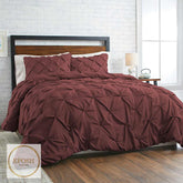 Diamond Pintucks Duvet Set - Burgundy
